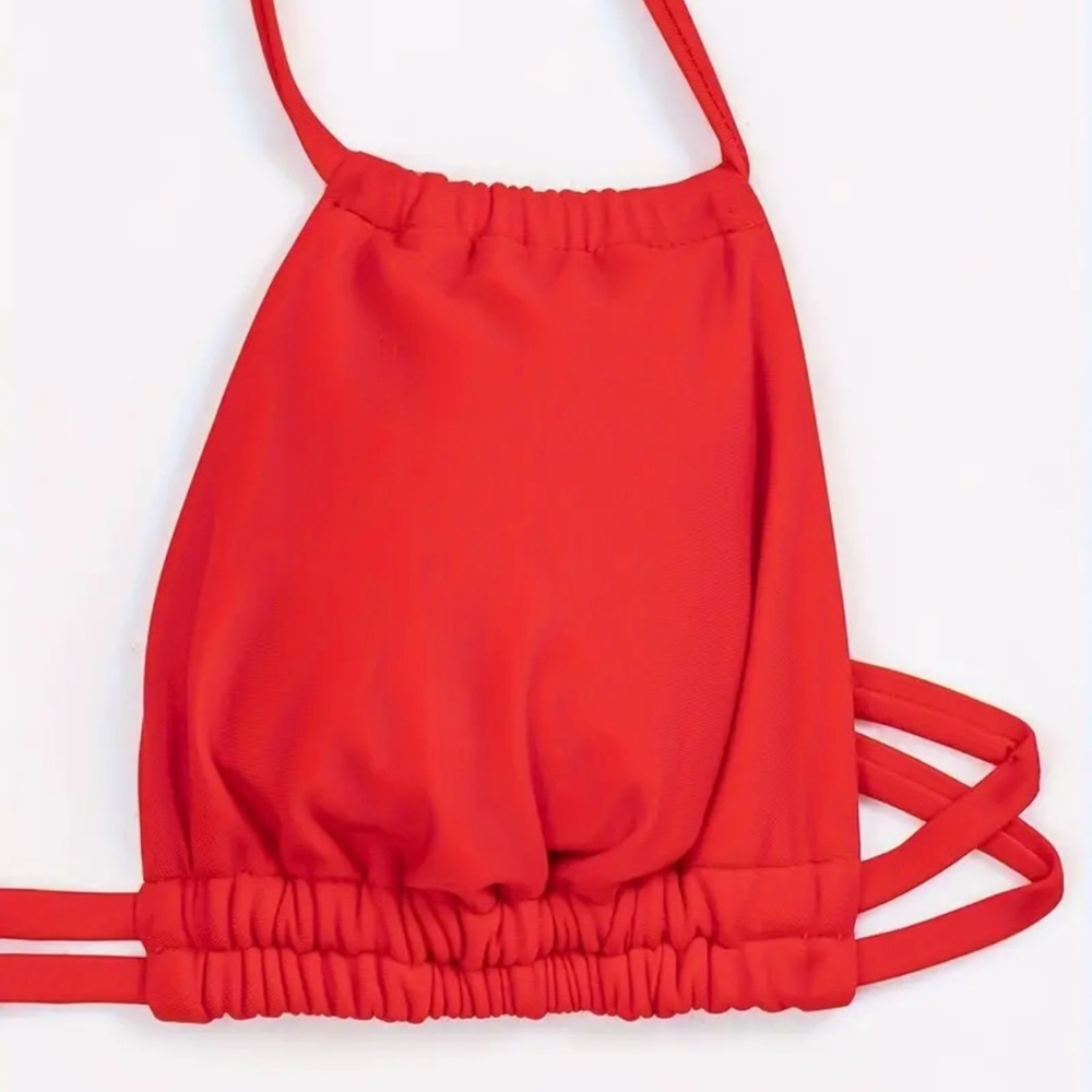 Red Halter Cut Out Bikini Set - Picture 7 of 10